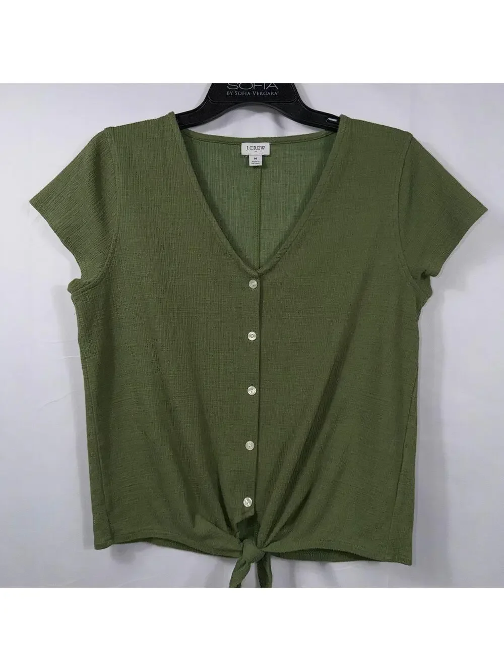 J.Crew Green Tie Front Top Size Medium